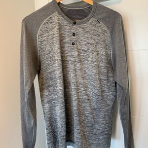 Lululemon Men's Gray Henley Shirt - Large
